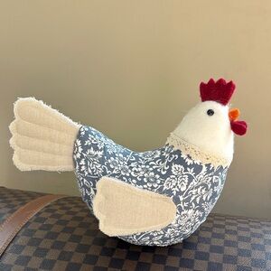 Blue and White Fabric Chicken Decor